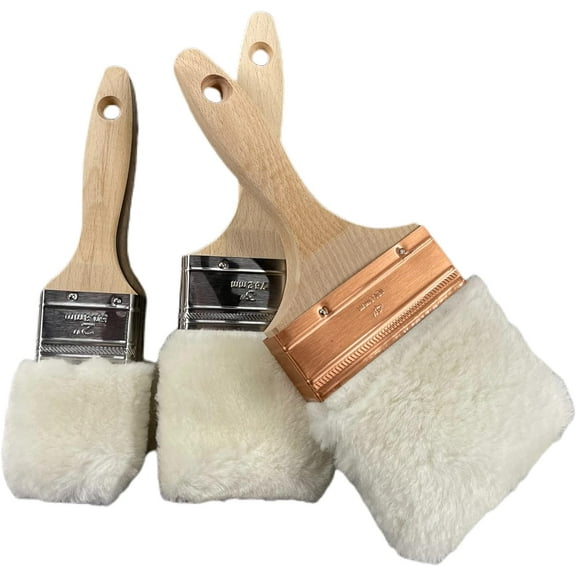 Lambskin Stain & Paint Brush - for use with All Latex and Oil Based Paints, Stains and Polyurethanes. 100% Natural Lambskin - New and Patented Design (3 Inch 3 Pack)
