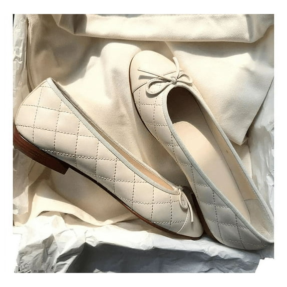 Lambskin Two Tone Bow Ballet Flats