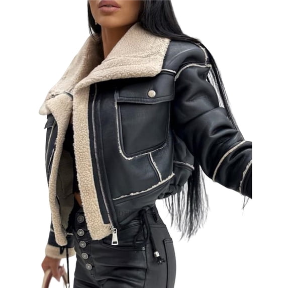 GIVON Oversized Cropped Hoodie For Women - Loose Fit French Terry Zip-Up, Fall Winter Jacket