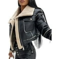 thumbnail image 1 of Lambswool Cropped Jacket Women Oversized Motorcycle Coats Fall Fashion Outfits Winter Clothes, 1 of 7