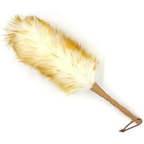 Lambswool Duster with Solid Wooden Handle,Leather Hang Strap,18.9 inch Long,Natural Feather Duster for Cleaning Ceiling Fans,Window Blinds,Computer Screens,Bookshelves etc(Pack of 1)
