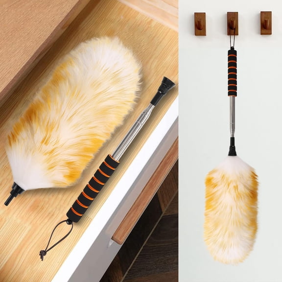 Lambswool Extendable Cleaning Duster, Anti-Static Wall Duster Cleaner