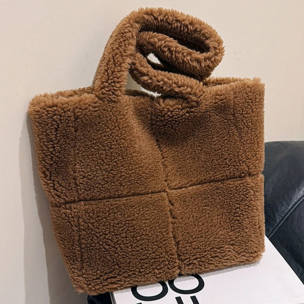 Lambswool Tote Bag Faux Fur Women Shoulder Bag Casual Plush Tote ...