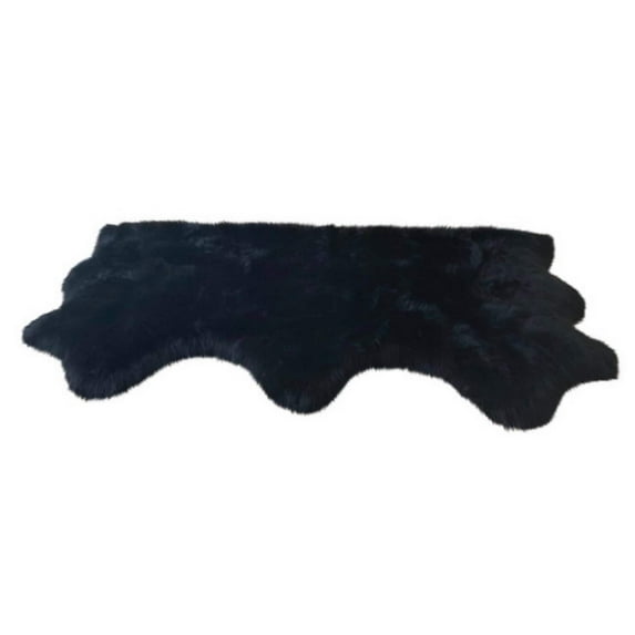 Lambzy Dynasty Natural 3-Pelt Luxury Long Wool Sheepskin Shag Rug Black N/A