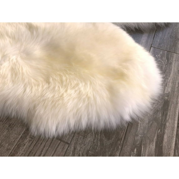 Lambzy Dynasty Natural 3-Pelt Luxury Long Wool Sheepskin Shag Rug Light Beige N/A