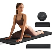 Lamei Foldable Yoga Mat, Extra Thick 1/2 inch Exercise Mat for Home Workout, Non-Slip Pilates Mats, Easy Storage, Quick Fold, No CurlBlack