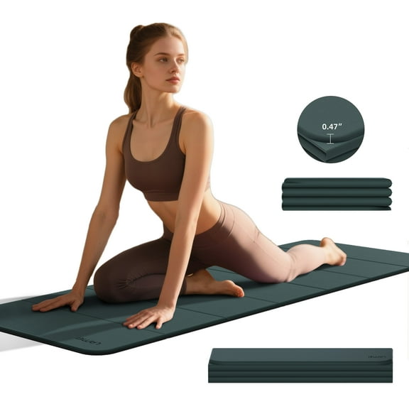 Lamei Foldable Yoga Mat, Extra Thick 1/2 inch Exercise Mat for Home Workout, Non-Slip Pilates Mats, Easy Storage, Quick Fold, No Curl(Grey)