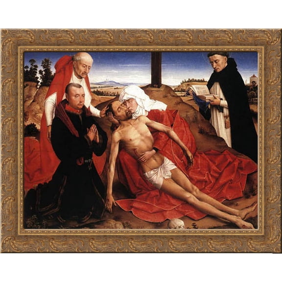 Lamentation 23x20 Gold Ornate Wood Framed Canvas Art by Weyden, Rogier van der