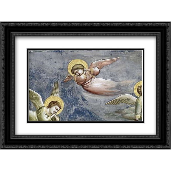 Lamentation (Detail) 2x Matted 24x18 Black Ornate Framed Art Print by Giotto