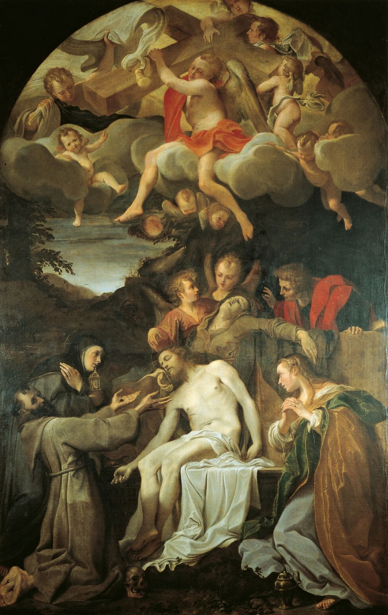 Lamentation Of Christ With Saints (Deposition With The Virgin And Sts Clare Canvas Art -  (24 x 36)