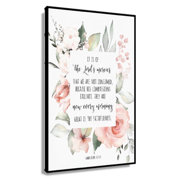 Lamentations 3 22-23 The Lord's Mercies Bible Verse Wall Art, Scripture Print Floral Printable Wall Art, Christian Gift