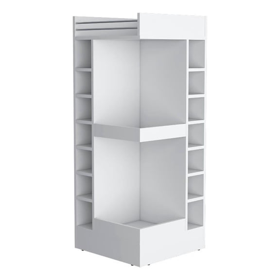 FM FURNITURE Lamer Corner Bar Cabinet with Wine Rack Engineered Wood White