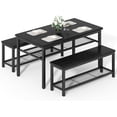 thumbnail image 1 of Lamerge 3-Piece Dining Table Set, Black Dining Table with Storage Shelf, Kitchen Table and Chairs Set for 4, Dining Table Set with 2 Benches, Industrial Dining Table Set for Dining Room, Kitchen, 1 of 8