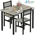 thumbnail image 1 of Lamerge 3 Piece Dining Table Set, Rustic Kitchen Table and Chairs Set, Thickened Solid Wood Carbon Plate, Breakfast Table Set for Small Spaces, Dining Room, Kitchen, Rustic Gray, 1 of 12