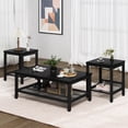 thumbnail image 1 of Lamerge 3 Pieces Coffee Table Set, Industrial Living Room Table Set with Metal Frame, Rectangular Coffee Table & 2 End Side Tables for Home Office Apartment, Black, 1 of 10