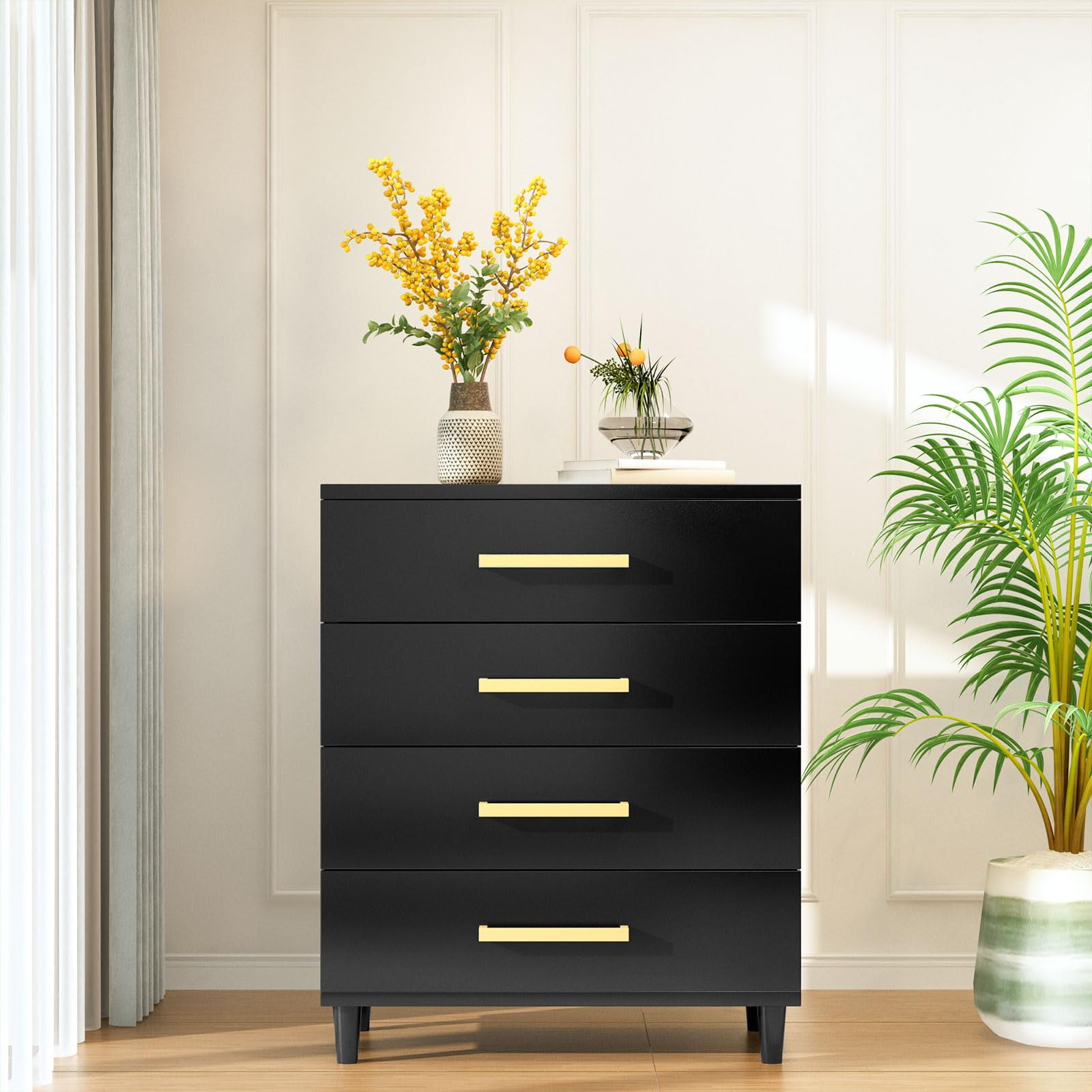 Lamerge Solid Wooden 4 Drawer Dresser, Black Chest, Bedroom and Office Organizer Furniture - Walmart.com Lamerge Solid Wooden 4 Drawer Dresser, Black Chest, Bedroom and Office Organizer Furniture - Walmart.com