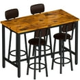 thumbnail image 1 of Lamerge 43.3” Dining Table Set for 4, Rectangle Bar Table with 4 PU Leather Backrest Stools, Pub Dining Room Table Set for Kitchen, Bar, Breakfast Nook, Small Space, Rustic Brown, 1 of 8