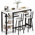 thumbnail image 1 of Lamerge Bar Dining Table Set for 2, 3 Piece Bar Table and Chairs Set, Kitchen Counter Height Dining Table Set, Small Kitchen Bar Table with Storage, Breakfast Nook Set for Small Space, White+Black, 1 of 10