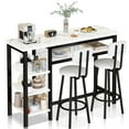 thumbnail image 1 of Lamerge Bar Dining Table Set for 2, 3 Piece Bar Table and Chairs Set, Kitchen Counter Height Dining Table Set, Small Kitchen Bar Table with Storage, Breakfast Nook Set for Small Space, White+Black, 1 of 10