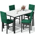 thumbnail image 1 of Lamerge Dining Table Set for 4, Kitchen Table and Chairs Set of 4, Faux Marble Dining Room Table Set with 4 Upholstered Velvet Chairs for Home Kitchen, White & Green, 1 of 7