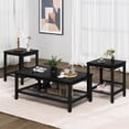 thumbnail image 1 of Lamerge Modern Solid Wood Coffee Table Set of Three, Includes Two Side Tables with Storage Shelves, Coffee Table Set in Black, 1 of 9