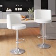 Lamerge Modern Steel Swivel Bar Stools Set of 2, Adjustable Leather Bar