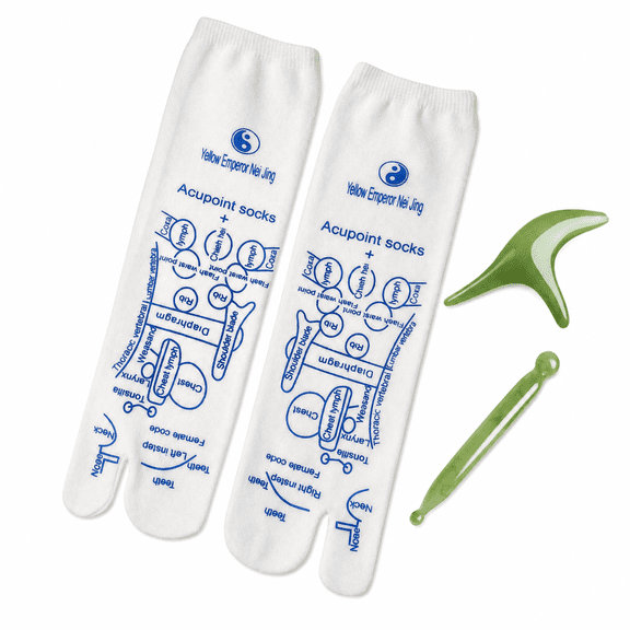 Lamgoa Reflexology Socks with Acupressure Tools, Men's Foot Massage Kit, Acupoint Chart and Trigger Point Massager Set
