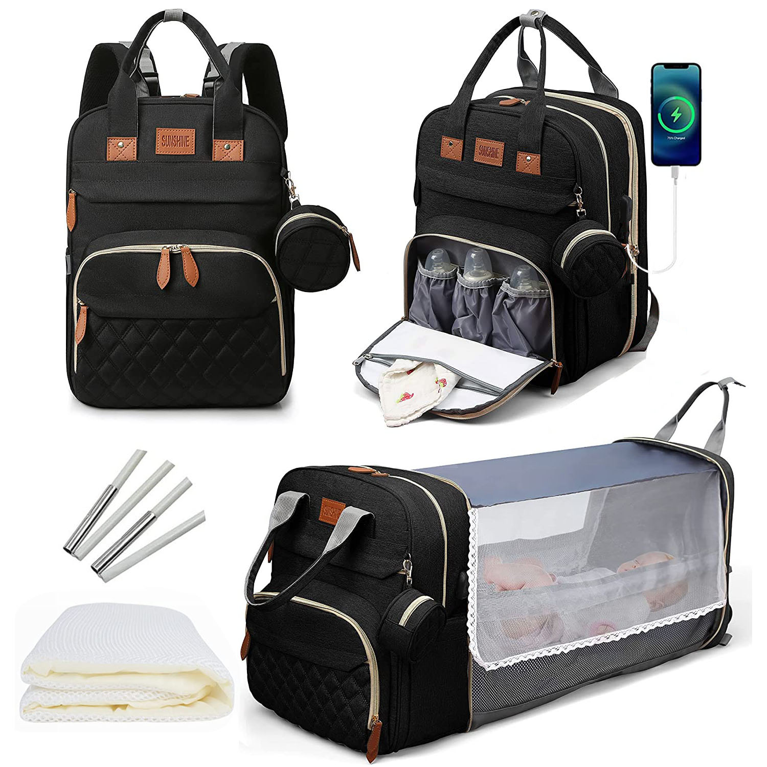 HarleyDavidson Baby Embroidered Bar & Shield Diaper Bag Backpack