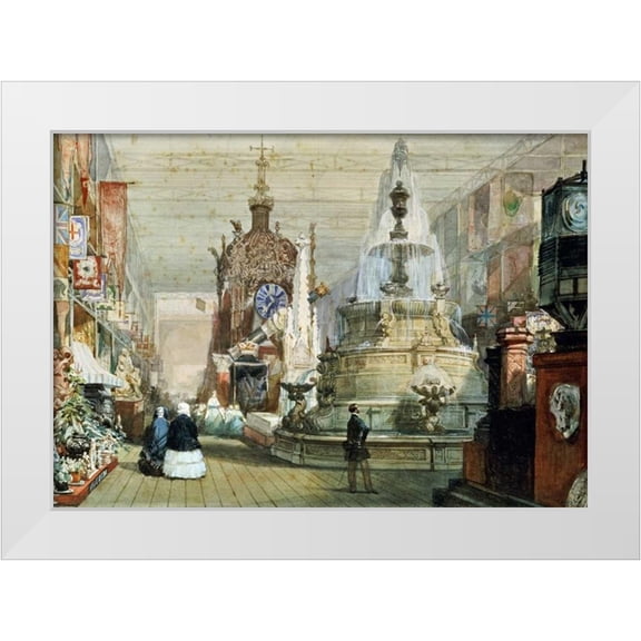 Lami, Eugene Louis 14x11 White Modern Wood Framed Museum Art Print Titled - The Great Exhibition Held In The Crystal Palace, London