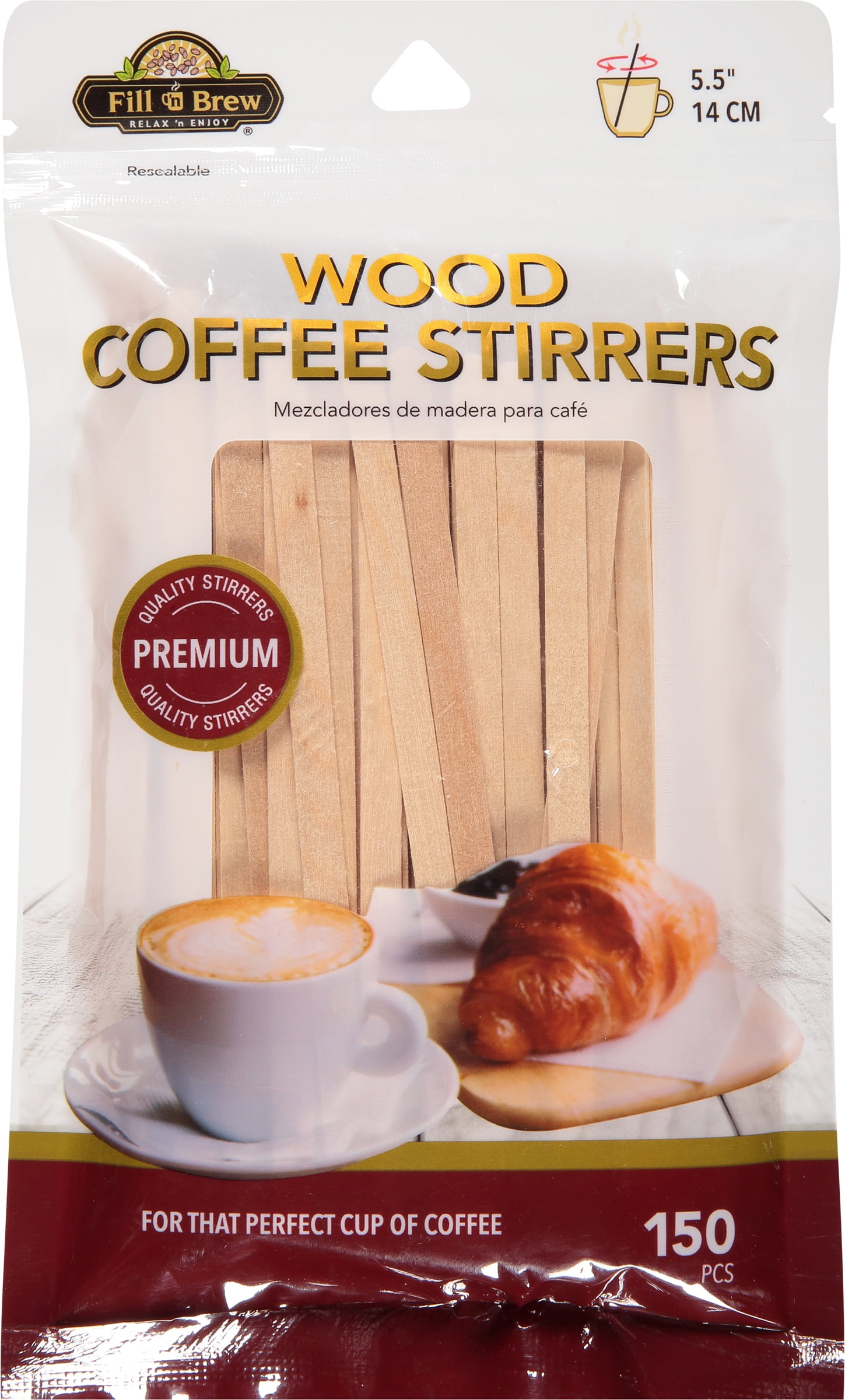Fill 'n Brew Wood Coffee, Tea & Beverage Stirrers (5.5 length, 500 count)