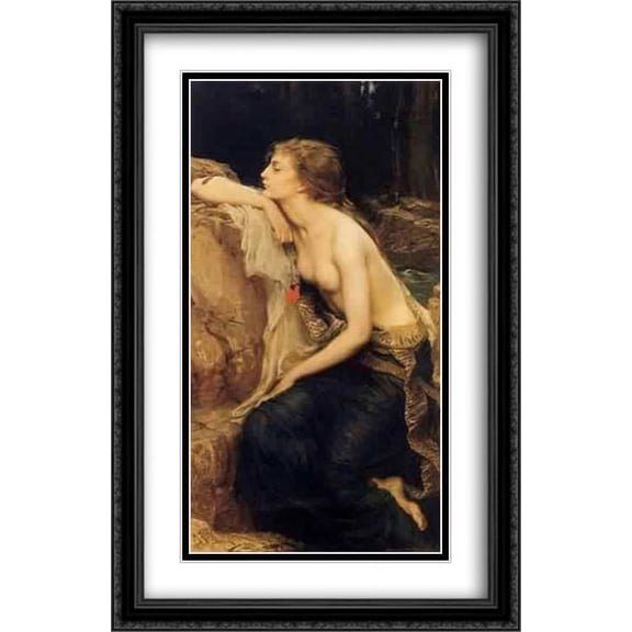 Lamia 2x Matted 26x40 Large Black Ornate Framed Art Print by Draper, Herbert James