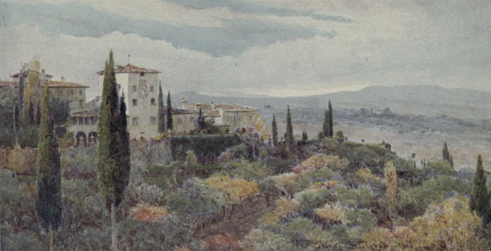 Lamias Winter-quarters 1907 A Tuscan villa Canvas Art - George S Elgood (24 x 36)