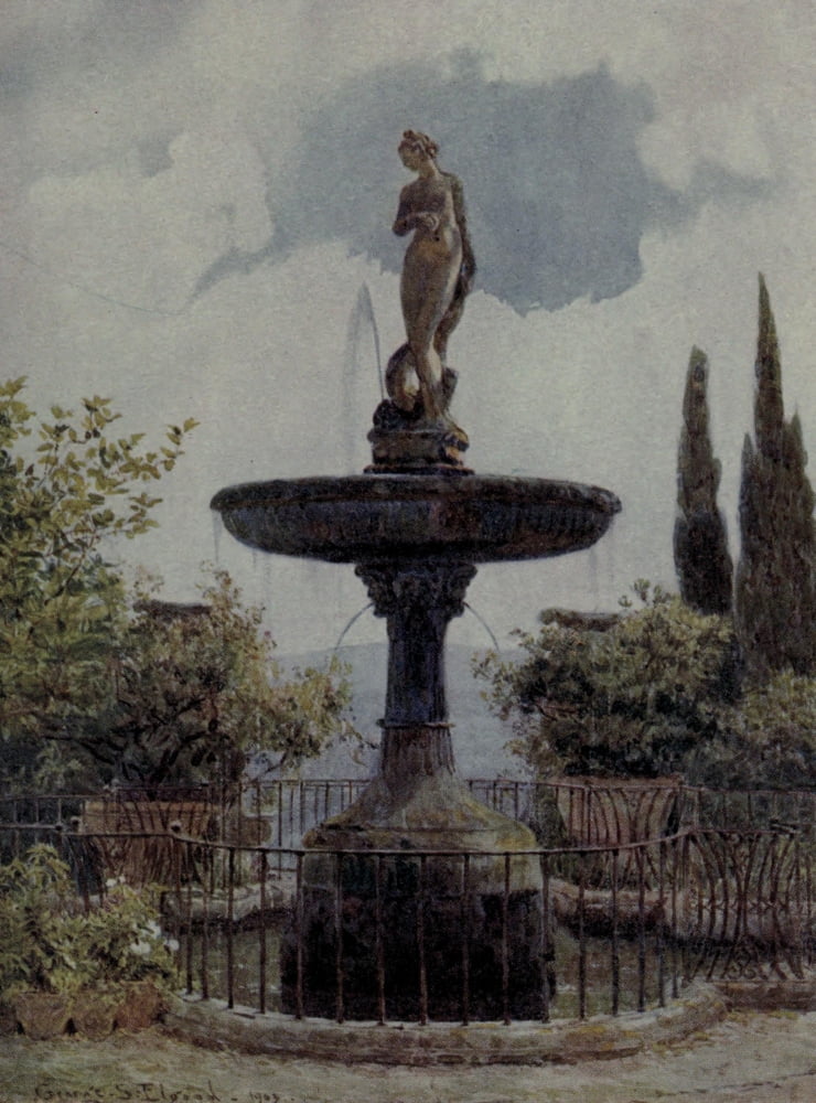 Lamias Winter-quarters 1907 A noble fountain Canvas Art - George S Elgood (24 x 36)