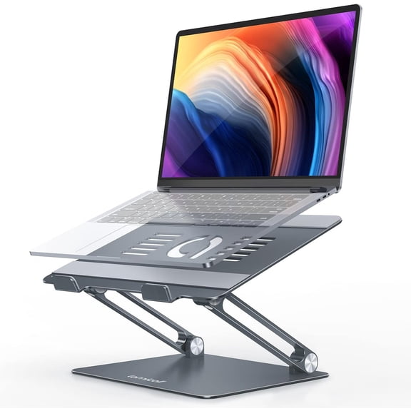Lamicall Adjustable Laptop Stand,Portable Laptop Riser,Aluminum Laptop Stand for Desk Foldable,Ergonomic Computer Notebook Holder for MacBook Air Pro HP, Office Desk Accessories (10-17.3'')- Silver