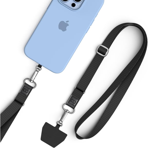 Lamicall Cell Phone Lanyard Crossbody 2 Pack, Adjustable Phone Strap with 2 Charging-Friendly Patches, Secure Zinc Alloy Hook, Fits Most Full-Coverage Cases for iPhone 17/16/15 Pro Max, Galaxy