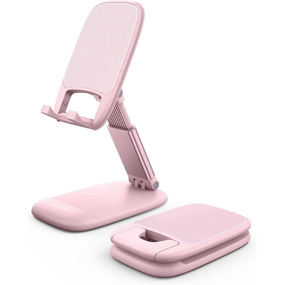 Lamicall Foldable Phone Stand for Desk - Height Adjustable Cell Phone Holder - Portable Cellphone Cradle Desktop - DP13 Rose