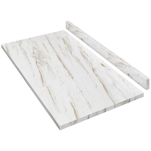 Laminate Countertop, Washer Dryer Counter Top, Wood Countertop for DIY, Table Top, 48" L x 25.56" W x 0.75" H for Office Desk and Kitchen Table (Drama Marble)