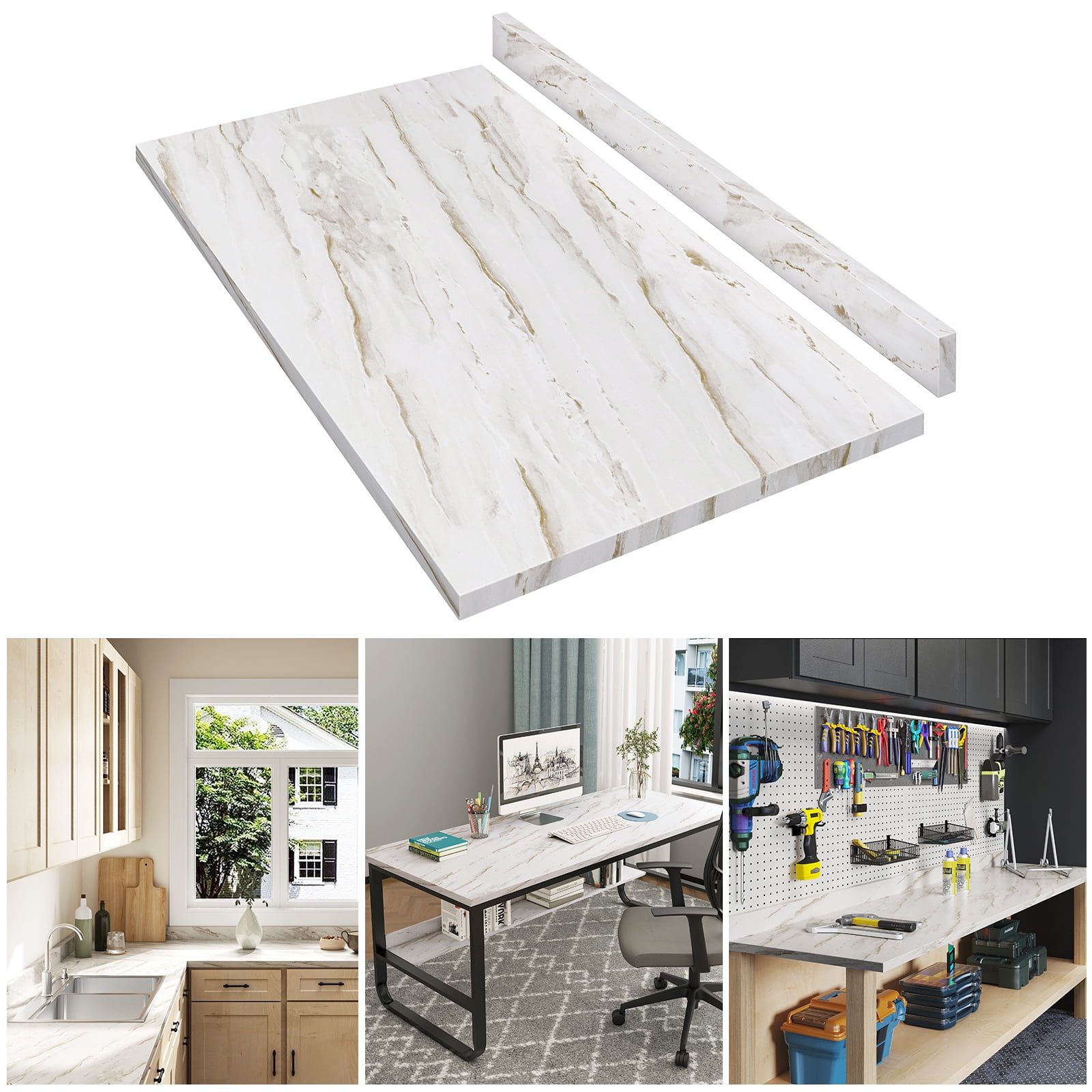 Laminate Countertop,Wood Countertop for DIY, Washer Dryer Counter Top, Table Top for Office Desk and Kitchen Table, 48" L x 25.56" W x 0.75" H (Drama Marble)