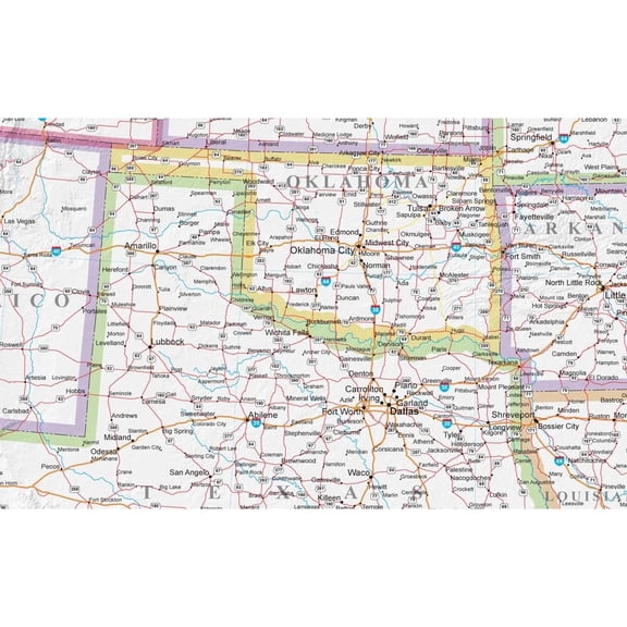 Laminated 24x36 USA Wall Map Current Highways Cities Topography Office Home S...