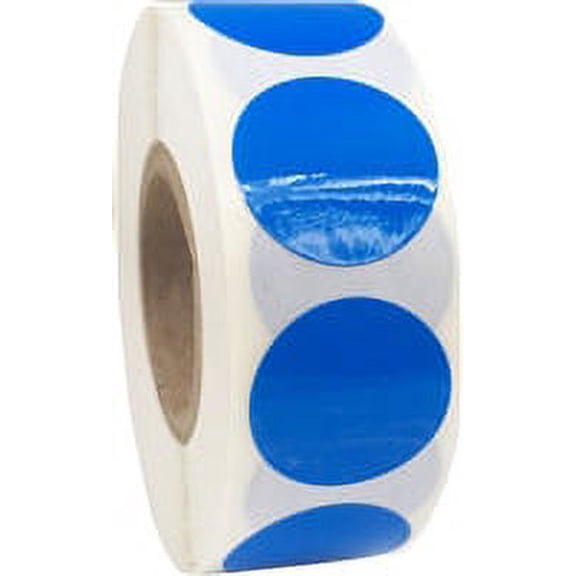 Laminated Blue Circle Dot Stickers, 0.75 Inch Round, 500 Labels on a Roll