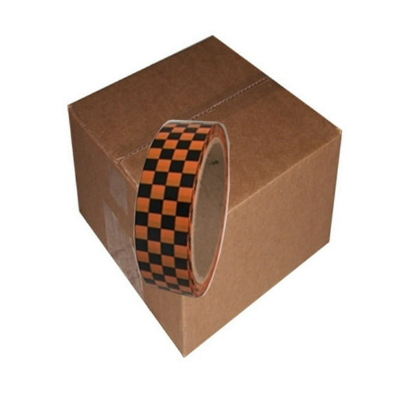 Laminated Checkerboard Outdoor Vinyl Tape 1" X 18 Yard Roll Orange / Black (24 Roll / Case)