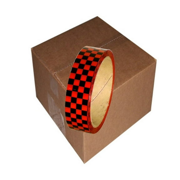 Laminated Checkerboard Outdoor Vinyl Tape 1" X 18 Yard Roll Red / Black (24 Roll / Case)
