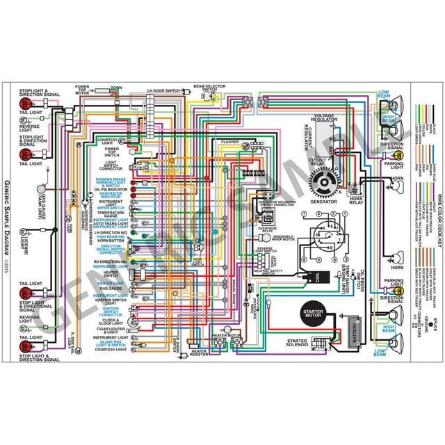 Laminated Colored Wiring Diagram 17" X 11" 1968 Pontiac GTO LeMans and