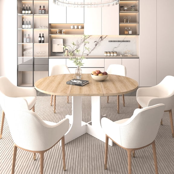 Laminated Finish | Suitable for Farmhouse or Modern Style | Stable Table with Natural Wood Texture