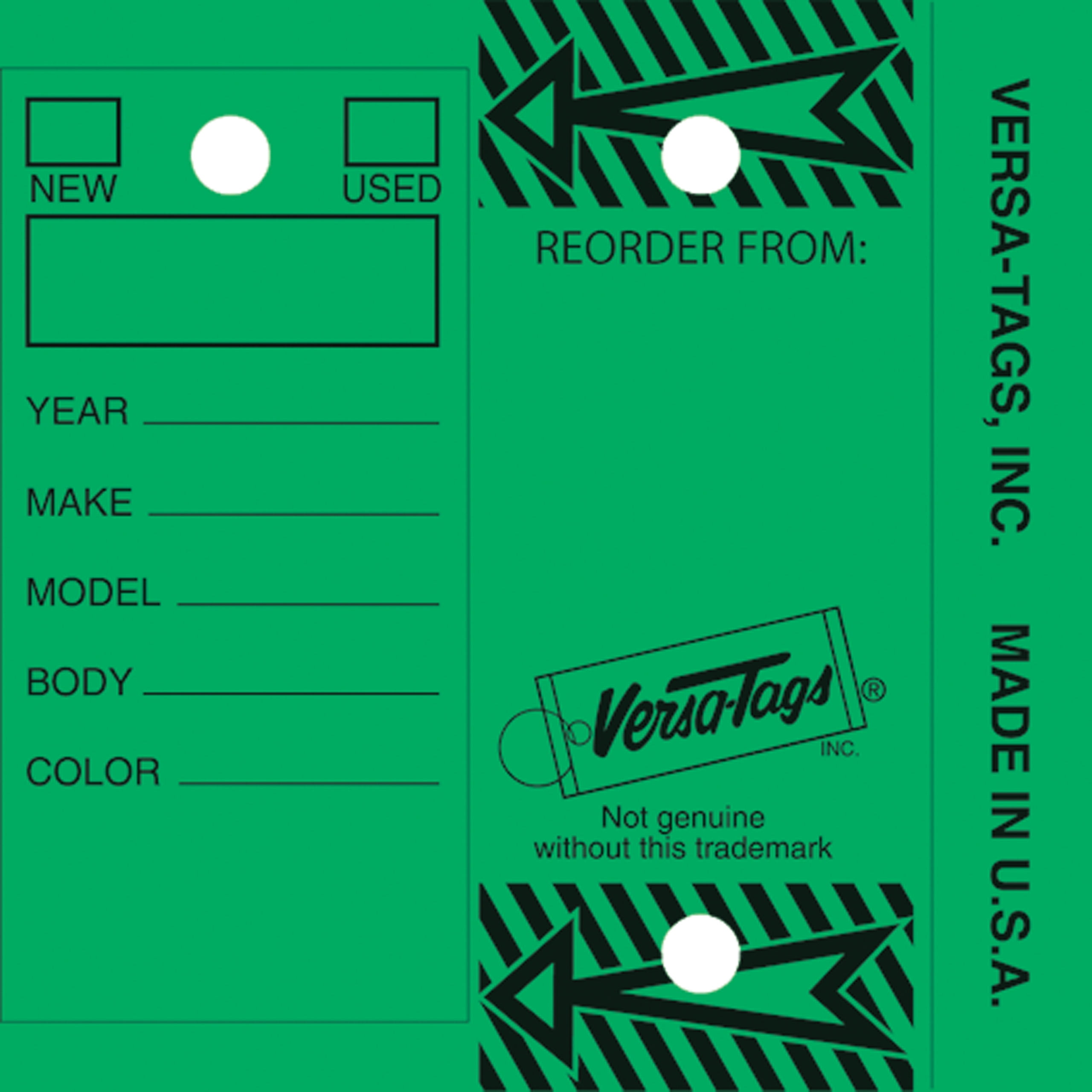 SSWBasics Laminated Key Tag - Green - Key Rings Included - 1¼"W x 3"H - Box of 250