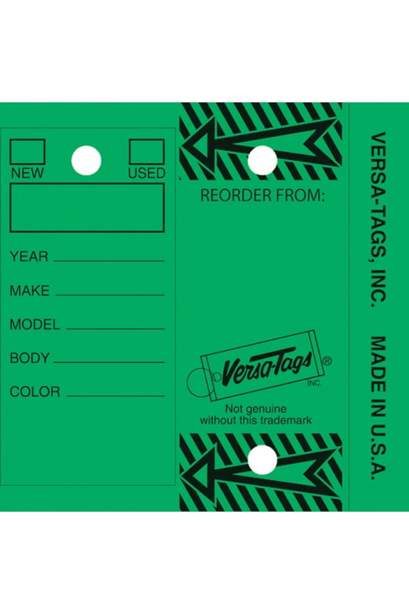 Laminated Key Tag - Green - Key Rings Included - 1¼"W x 3"H - Box of 250