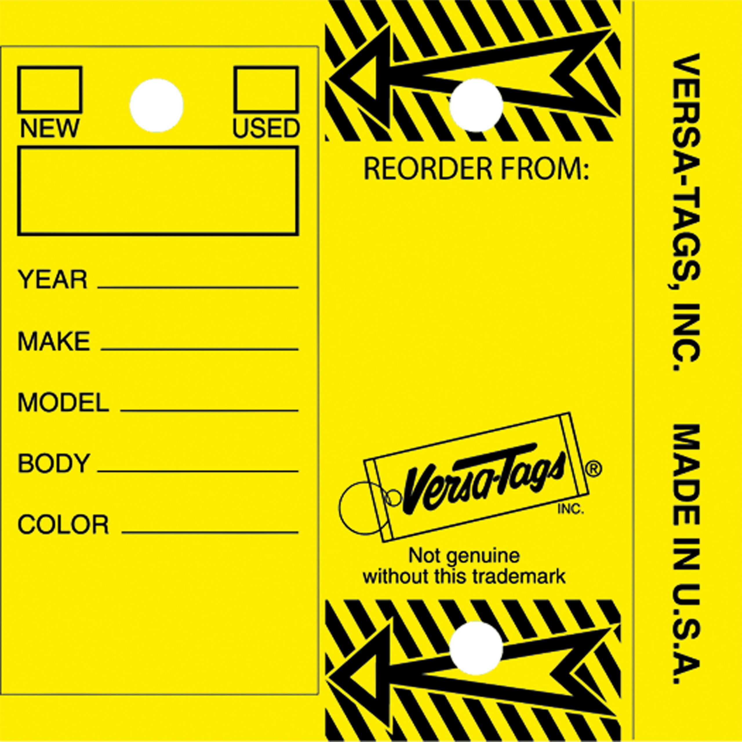 SSWBasics Laminated Key Tag - Yellow - Key Rings Included - 1¼"W x 3"H - Box of 250