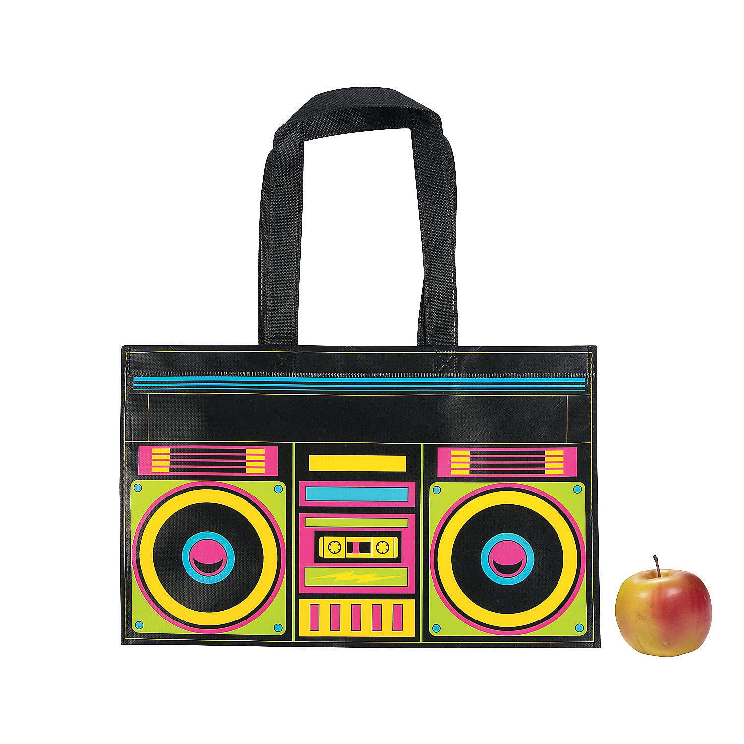 Fun Express Laminated Large Boombox Tote Bags, Apparel Accessories, Birthday, 12 Pieces, Adult Unisex, Other