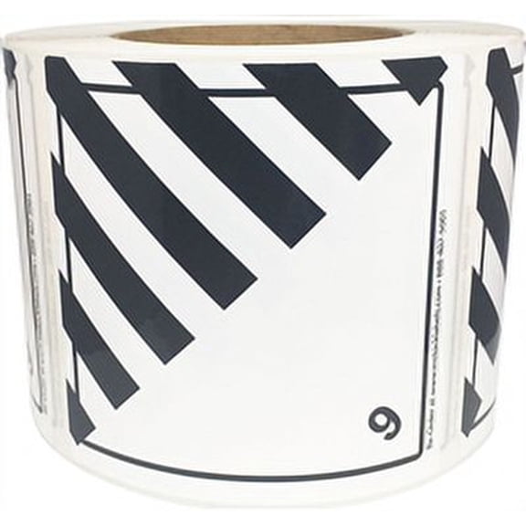 Laminated Miscellaneous Dangerous Goods Class 9 D.O.T. Labels 4 x 4 Inch Square 500 Total Stickers on a Roll