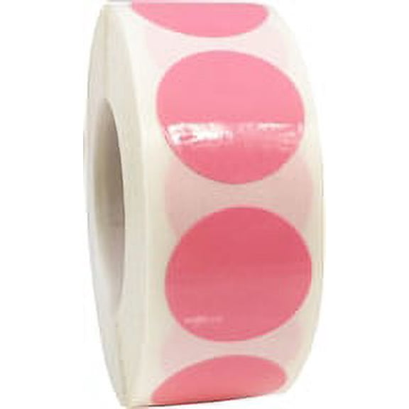 Laminated Pink Circle Dot Stickers, 0.75 Inch Round, 500 Labels on a Roll